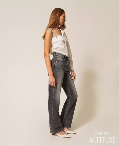 Jeans Twinset Actitude straight con strass donna