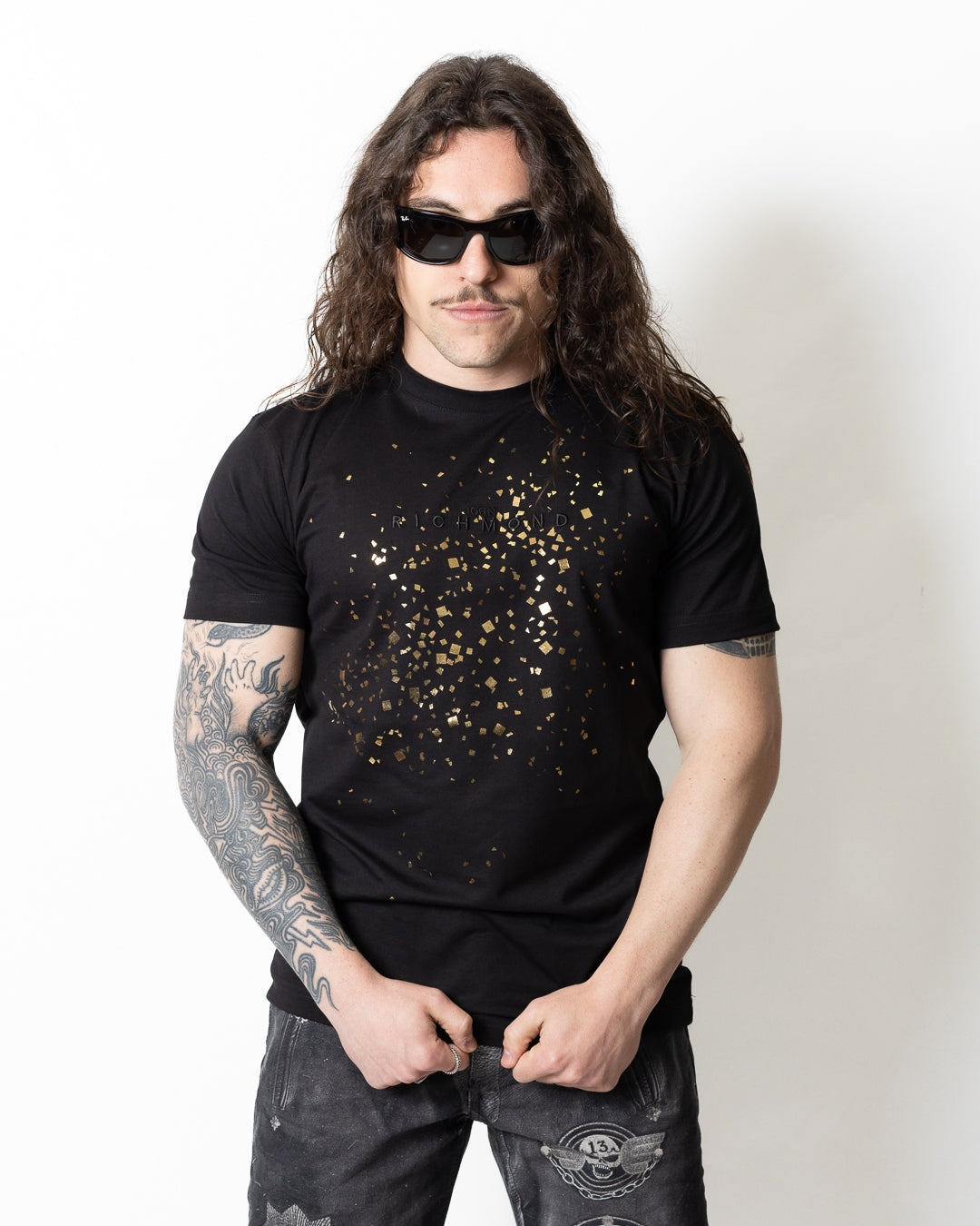T-Shirt John Richmond con ricamo e stampa uomo