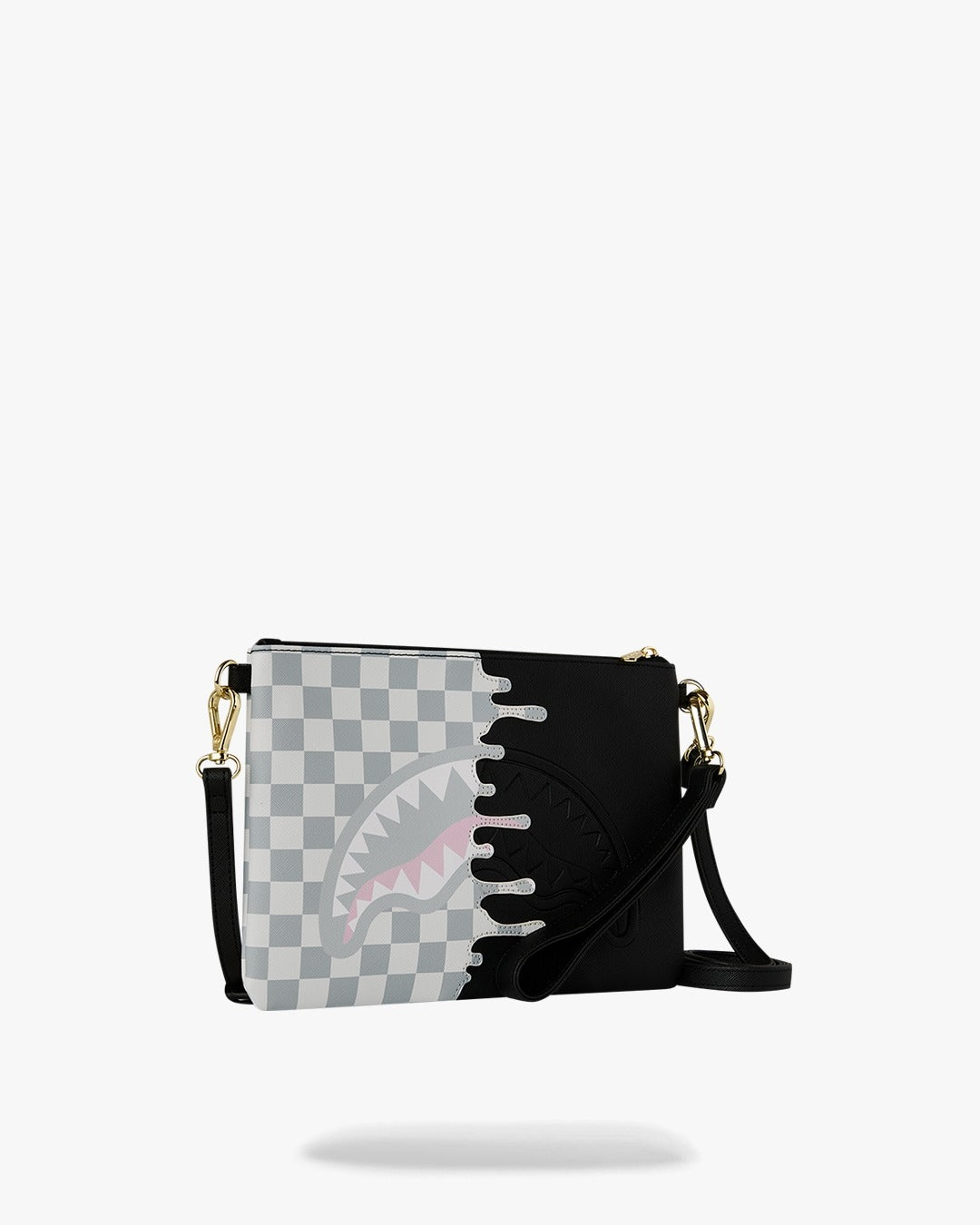 Pochette Sprayground nero CREAM CHECK UNFINISHED SHARK CROSSBODY POUCHETTE clutch con tracolla