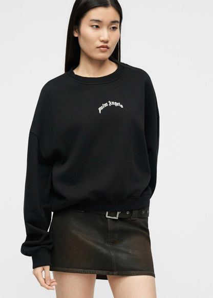 Felpa Palm Angels girocollo "Curve Logo Loose Crop" donna