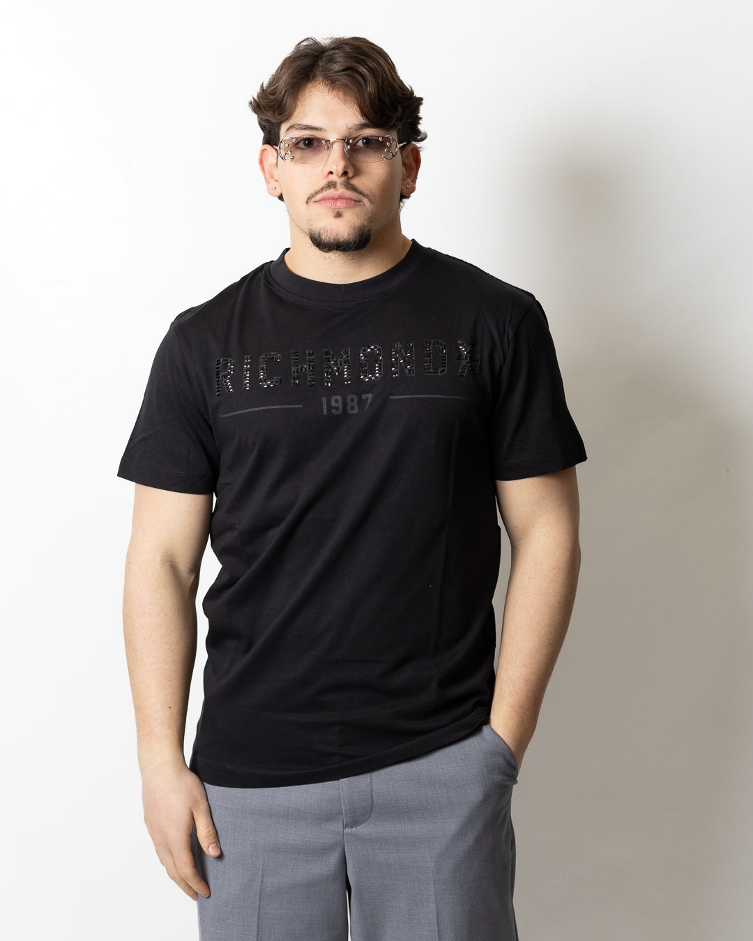 T-Shirt Richmond X con logo strass uomo