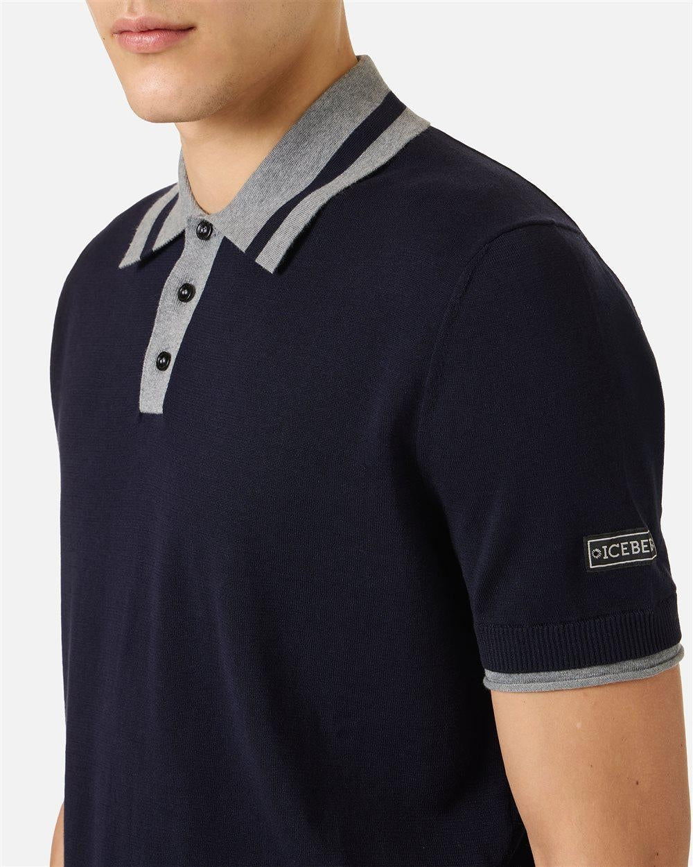 Polo Iceberg in maglia di cotone con colletto a contrasto