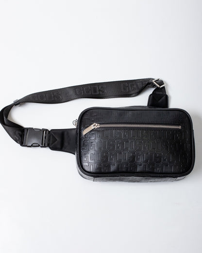 Tracolla GCDS in pelle con logo all-over