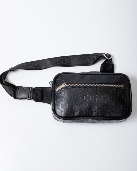 Tracolla GCDS in pelle con logo all-over