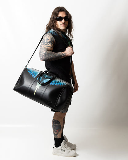 Borsone Marcelo Burlon in ecopelle "Icon Wings Royal" logato