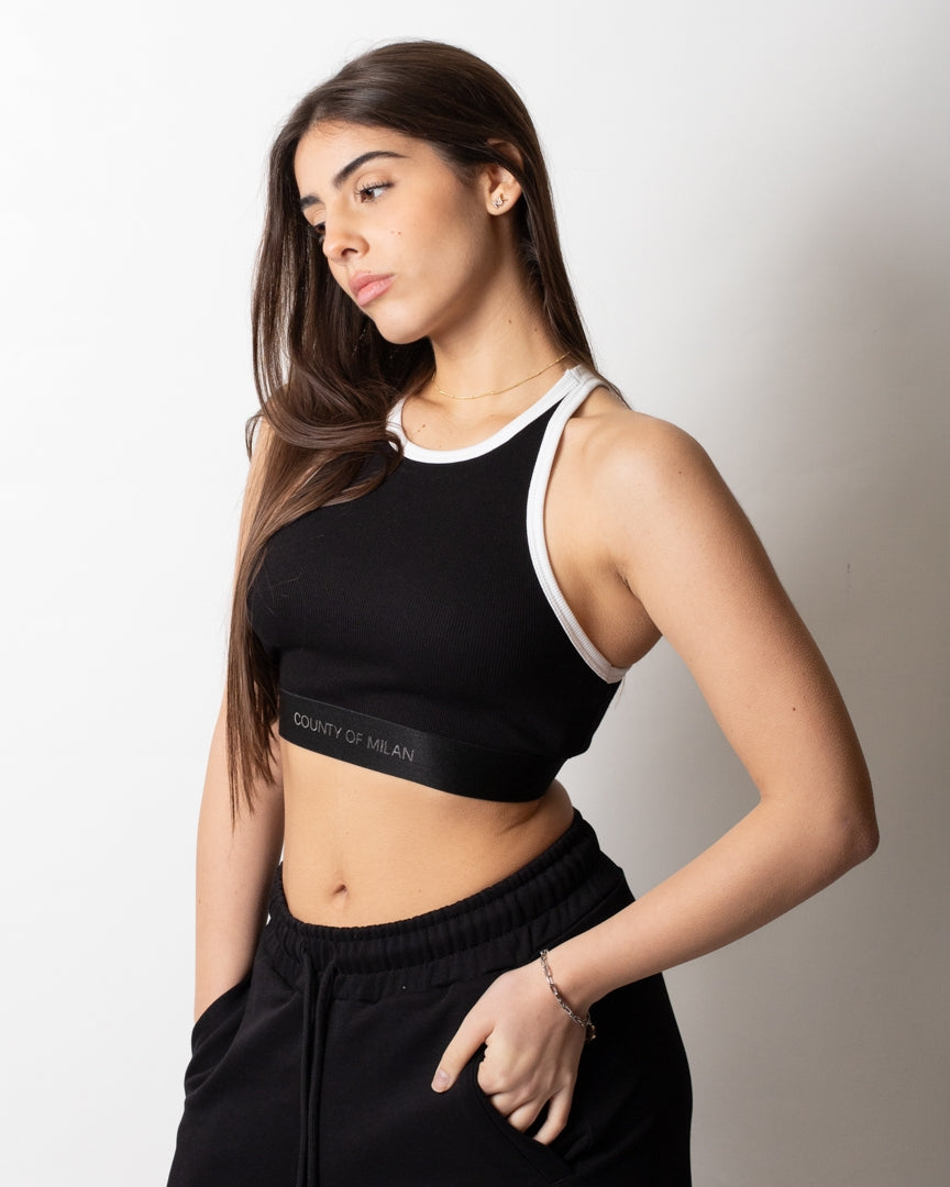 Top Marcelo Burlon cropped con fascia logata donna