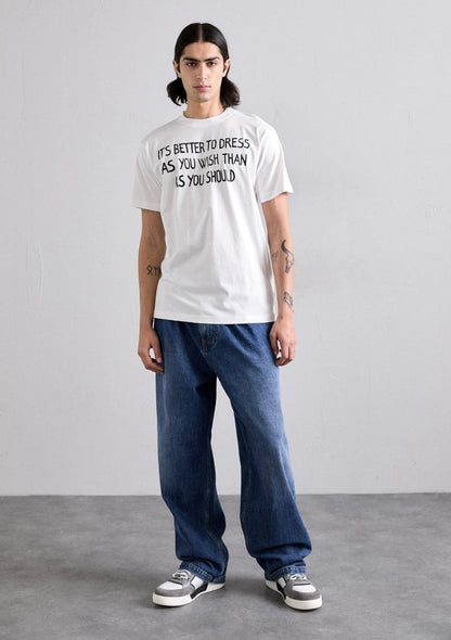 T-Shirt Moschino con maxi logo e slogan stampa uomo