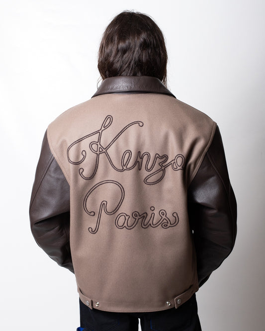 Giubbotto Kenzo Paris in misto lana con dettagli in pelle uomo