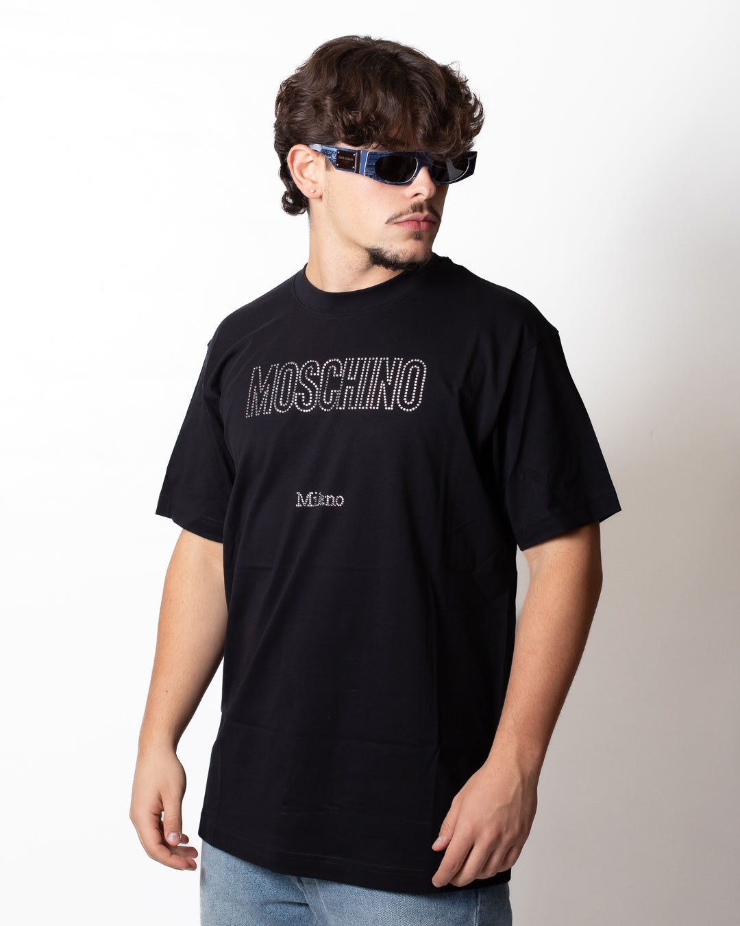 T-Shirt Moschino con logo strass