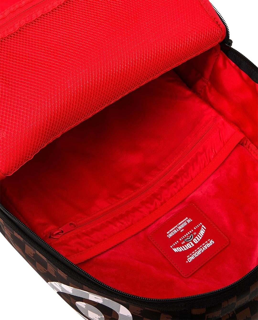 Zaino Sprayground marrone BROWN AND CREAM DRIP CHECK SHARK BACKPACK 