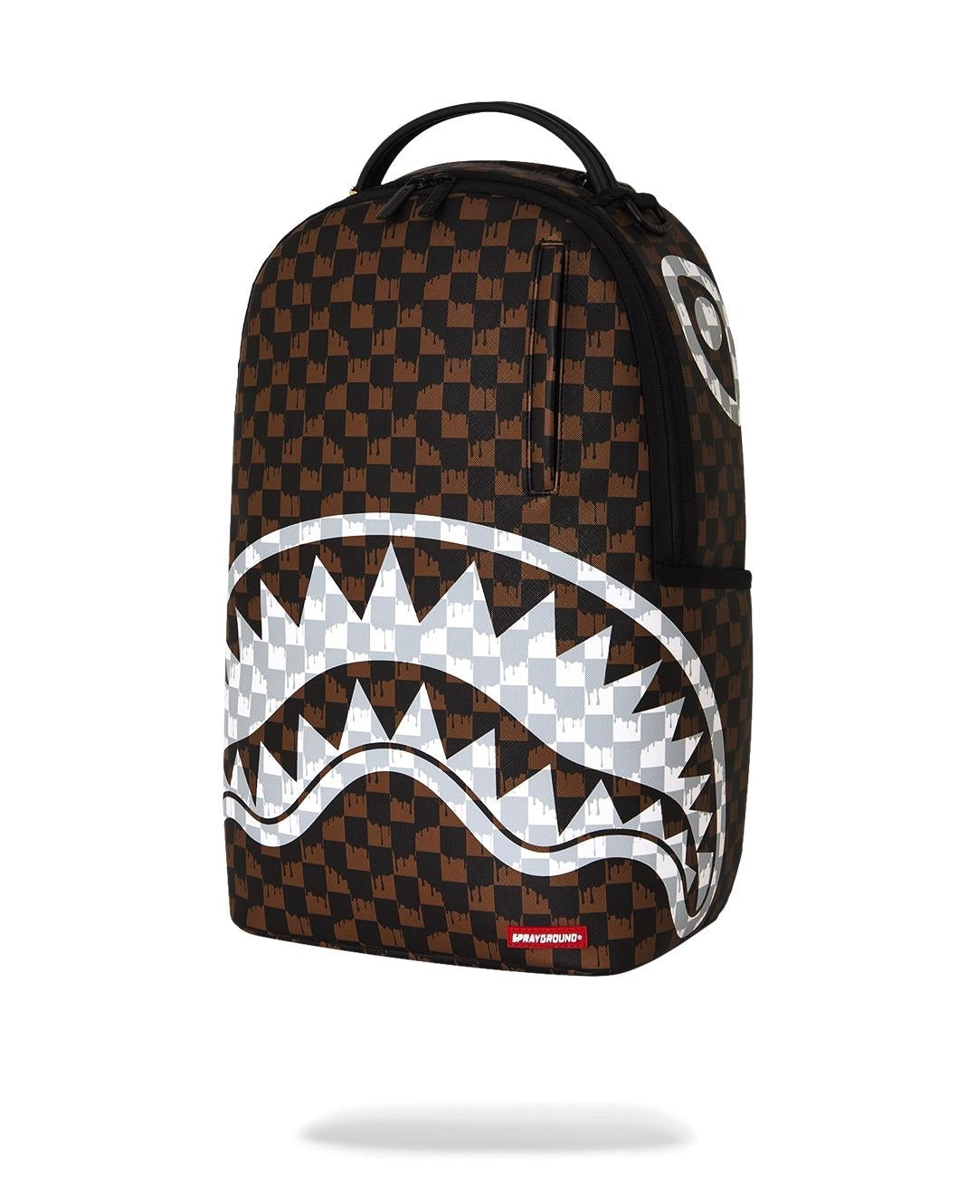 Zaino Sprayground marrone BROWN AND CREAM DRIP CHECK SHARK BACKPACK 