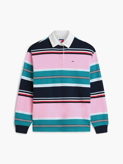 Polo Tommy Jeans "Flag Multi Stripe Rugby" donna