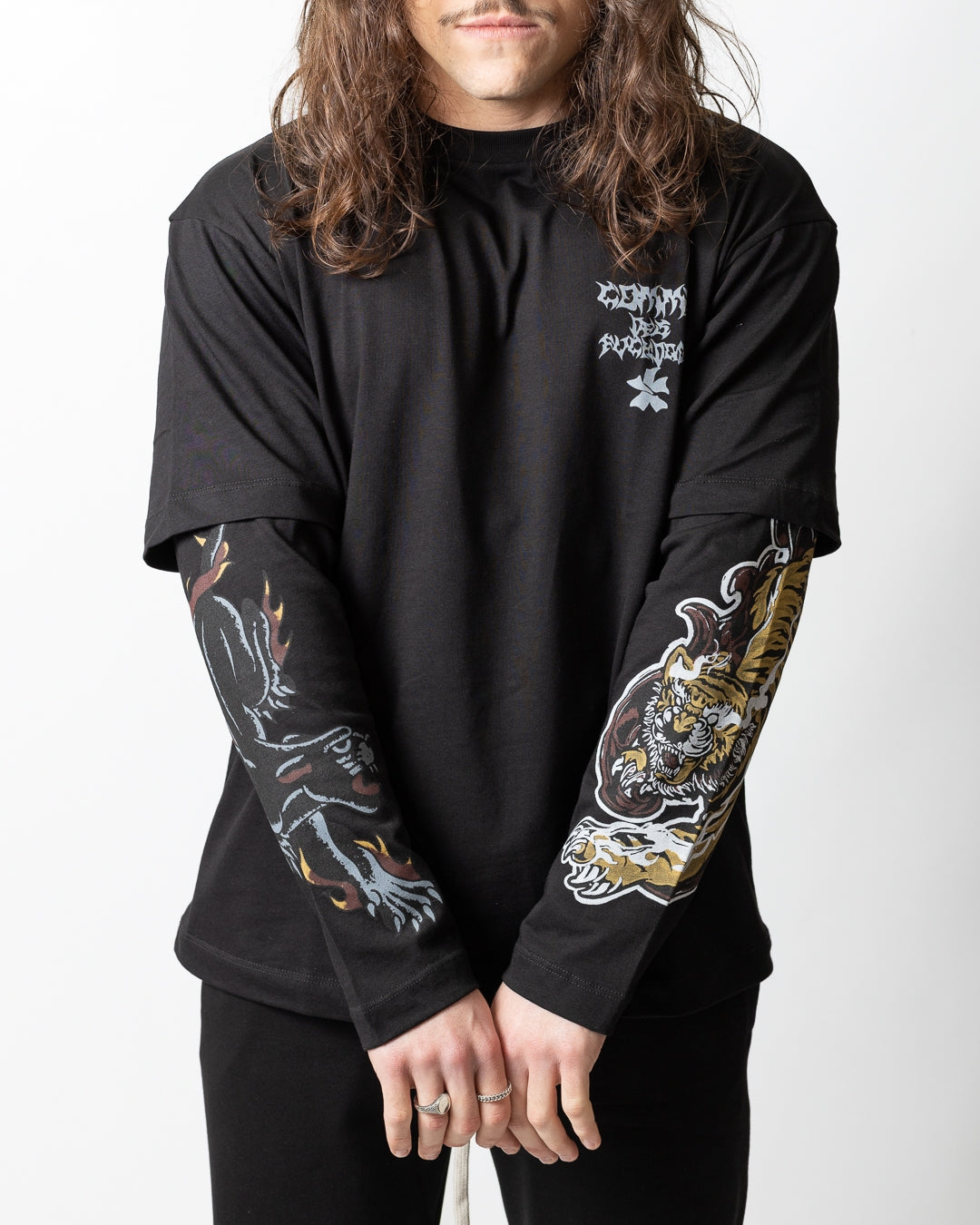 T-Shirt Comme des Fuckdown con doppia manica e stampa uomo