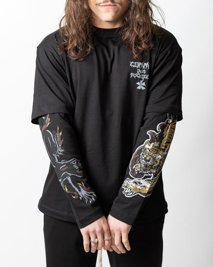 T-Shirt Comme des Fuckdown con doppia manica e stampa uomo