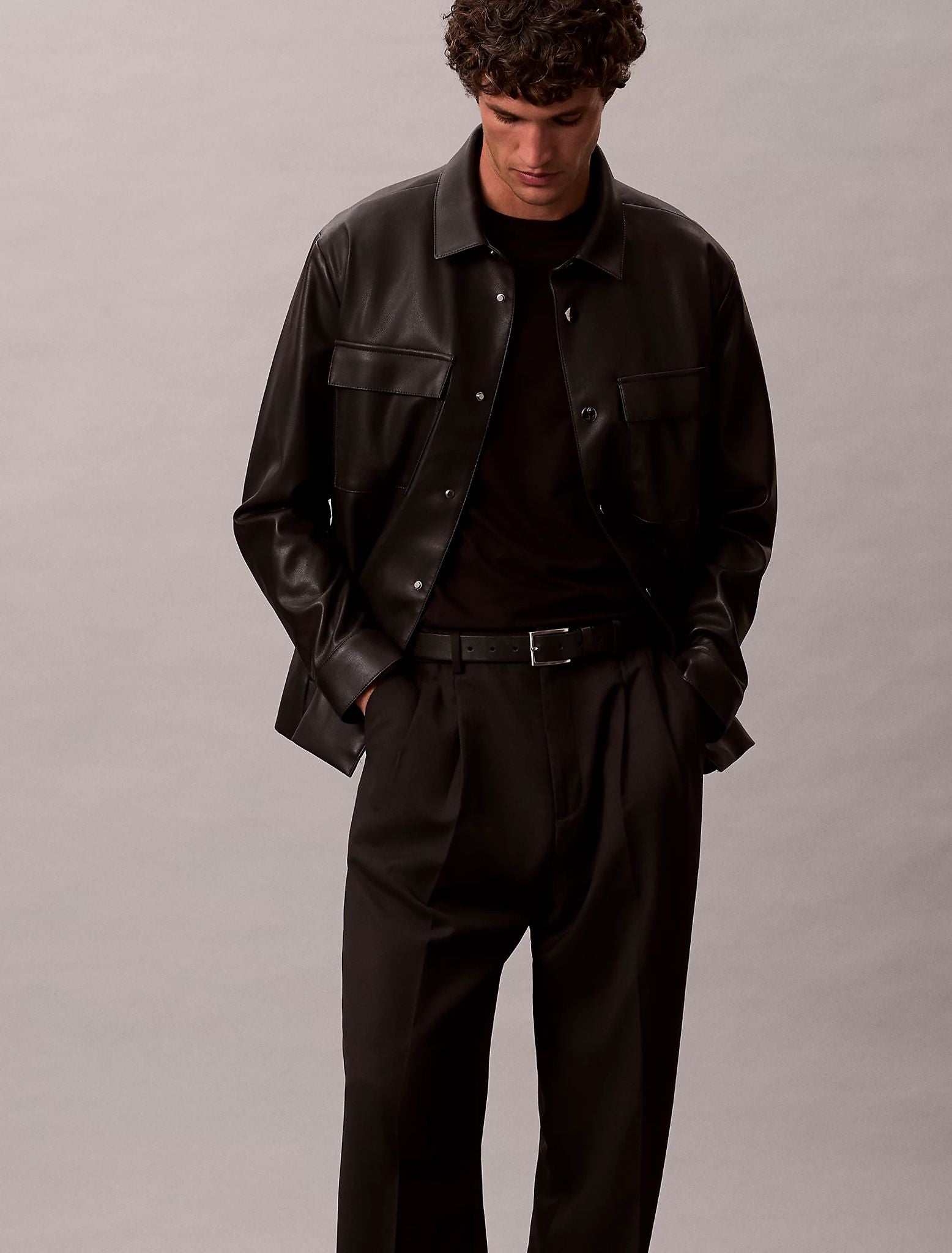 Pantalone Calvin Klein wide leg in misto lana uomo