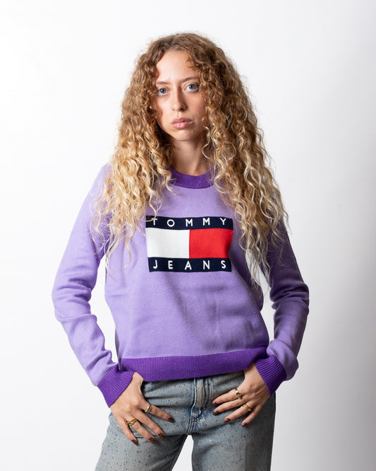 Maglia Tommy Jeans girocollo con logo bandiera donna
