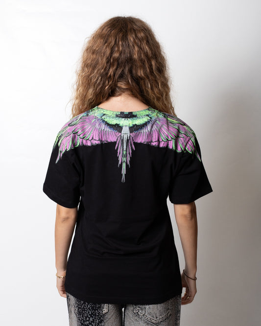 T-Shirt Marcelo Burlon "Nero-Pink Wings" donna