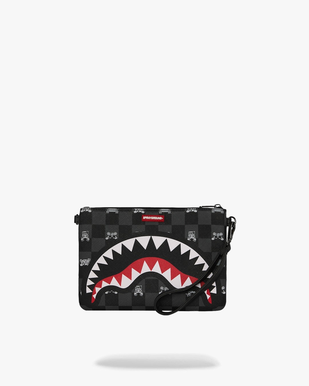 Pochette Sprayground nero GRAY PEEKING CHARACTER CHECK CROSSBODY POUCHETTE clutch con tracolla