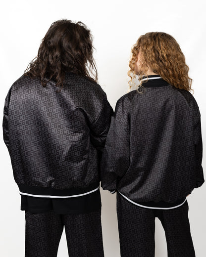 Felpa GCDS fullzip in nylon "Logo Monogram"