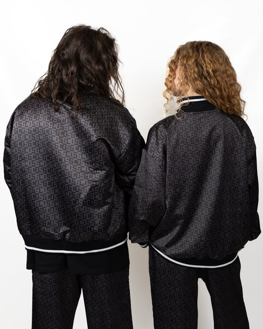 Felpa GCDS fullzip in nylon "Logo Monogram"