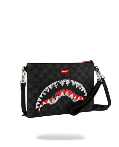 Pochette Sprayground nero "SCRIBBLE SHARK CROSSOVER CLUTCH"