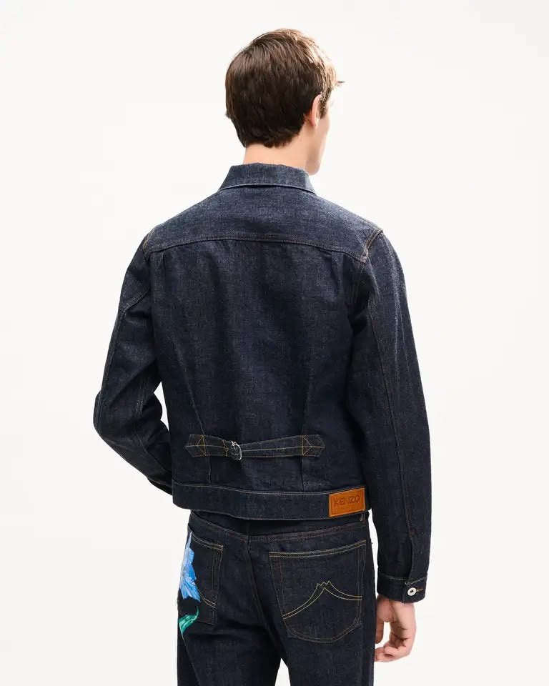 Giubbotto Kenzo Paris in jeans con stampa decorativa e patch logo