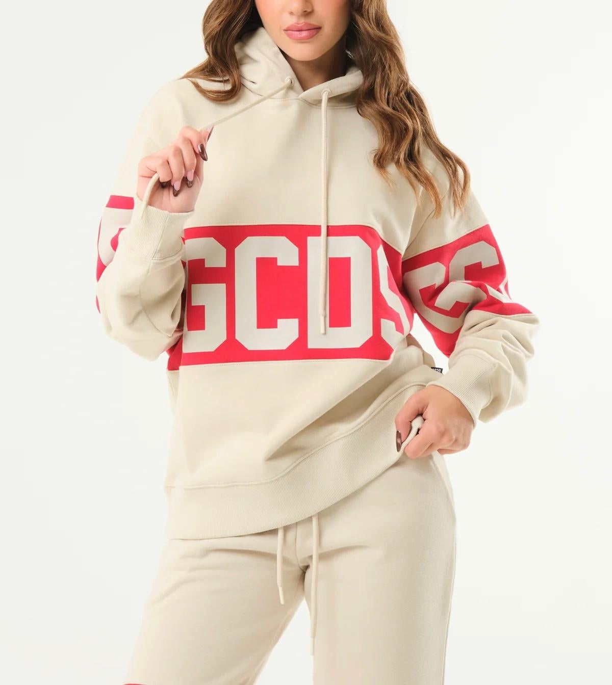 Felpa GCDS in piquet con cappuccio "Band Logo"