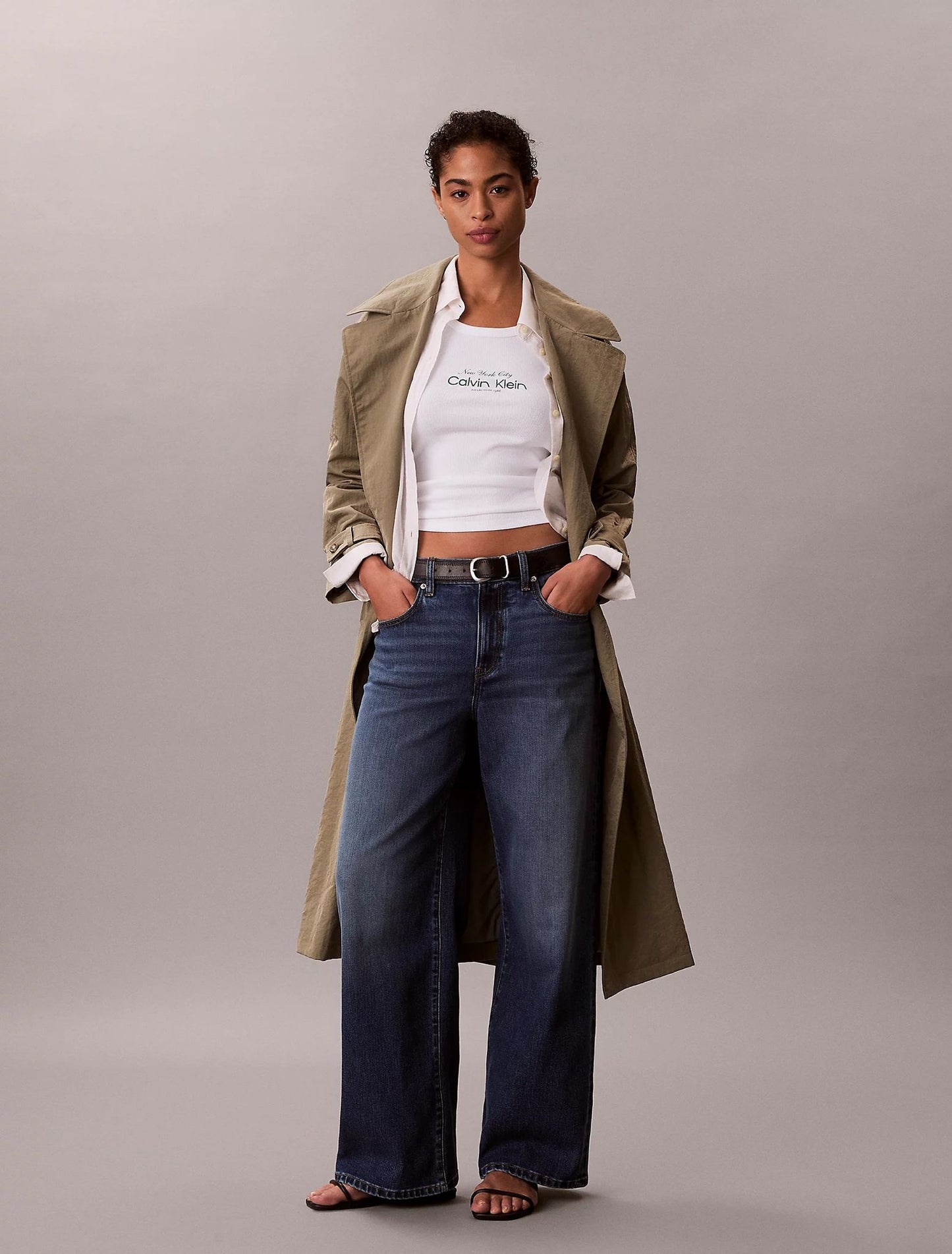 Canotta Calvin Klein in costina con ricamo donna