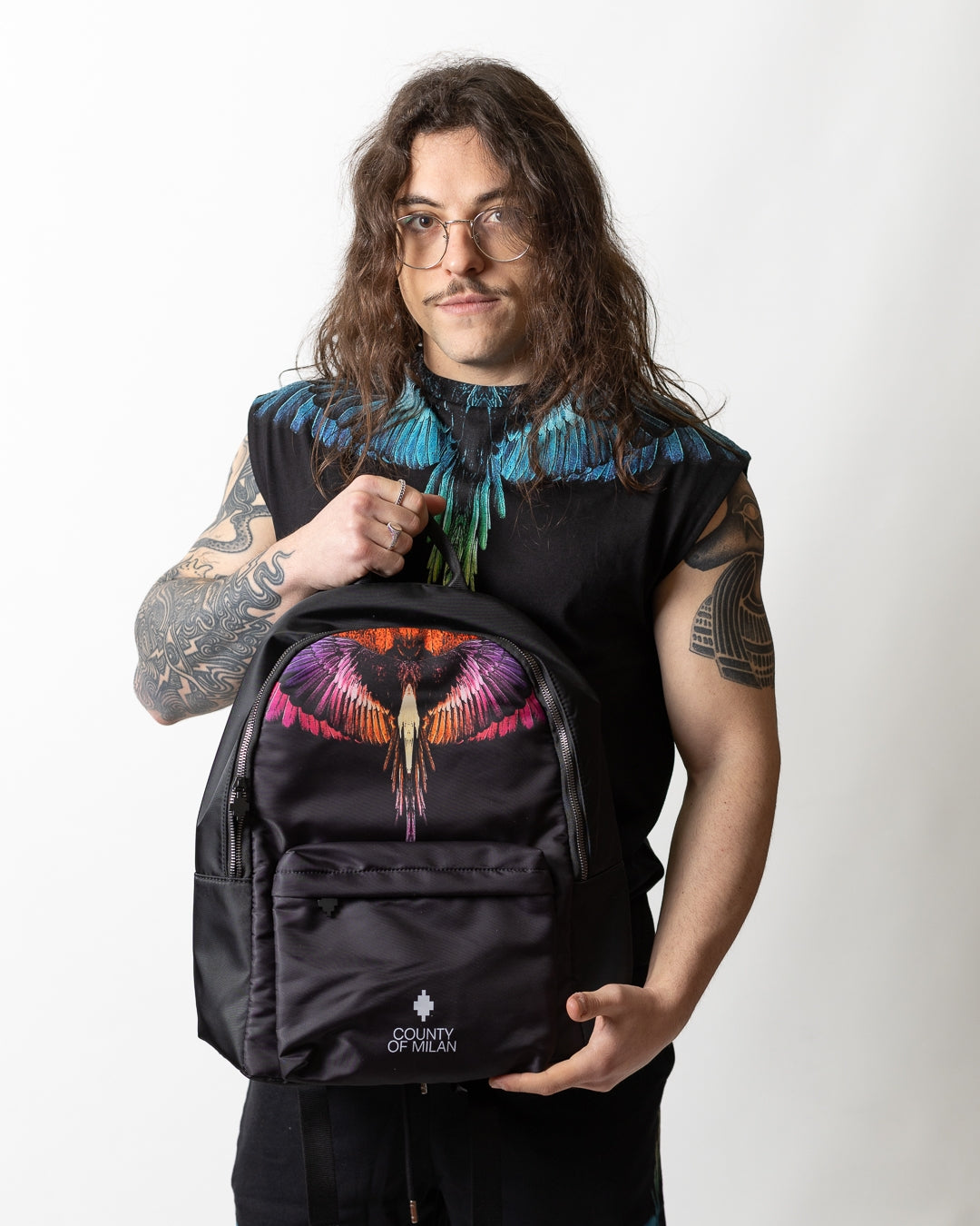 Zaino Marcelo Burlon in nylon "Icon Wings Orange"