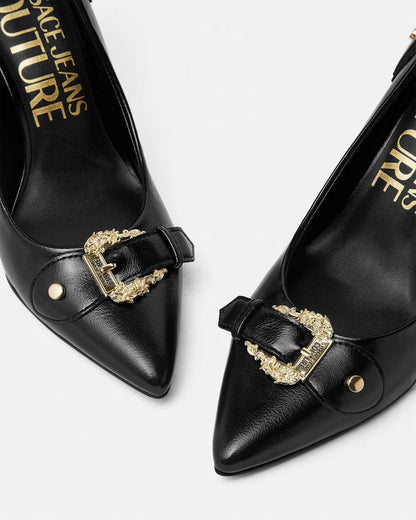 Tacchi Versace Jeans Couture in pelle con fibbie donna