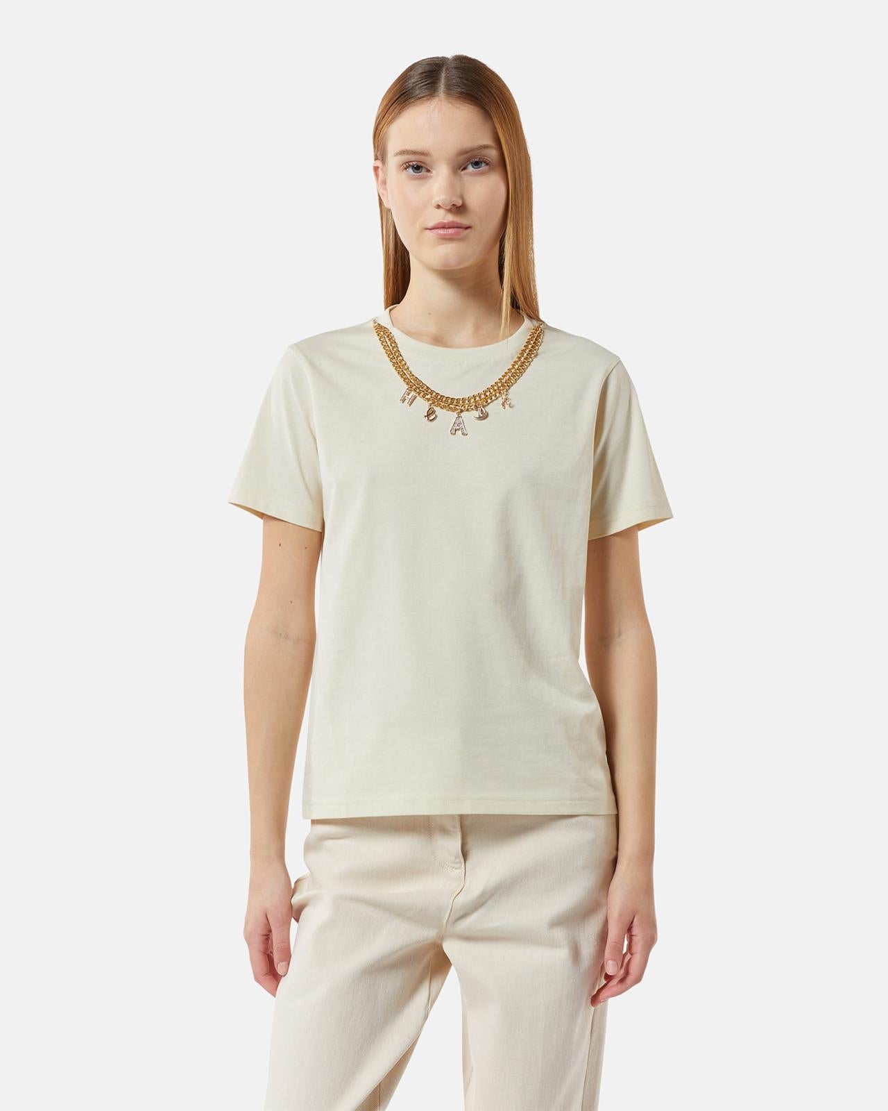 T-Shirt Silvian Heach con catene e ciondoli donna