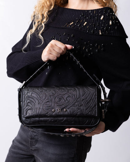 Borsa John Richmond texture in rilievo con borchie e logo