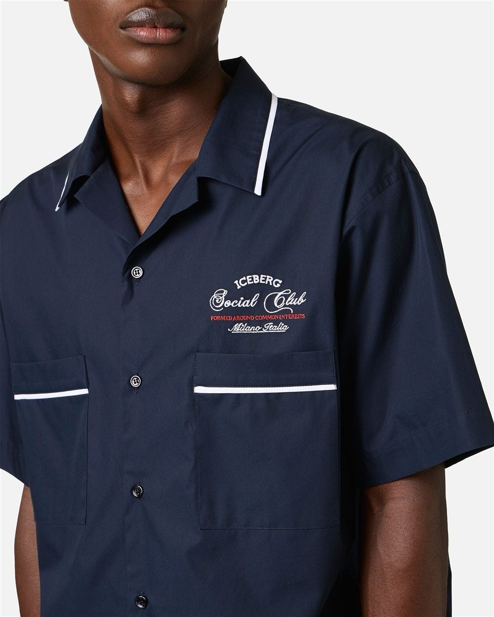 Camicia Iceberg con ricamo e stampa uomo
