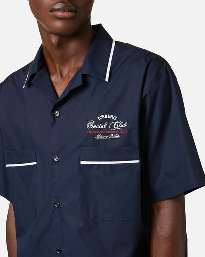 Camicia Iceberg con ricamo e stampa uomo