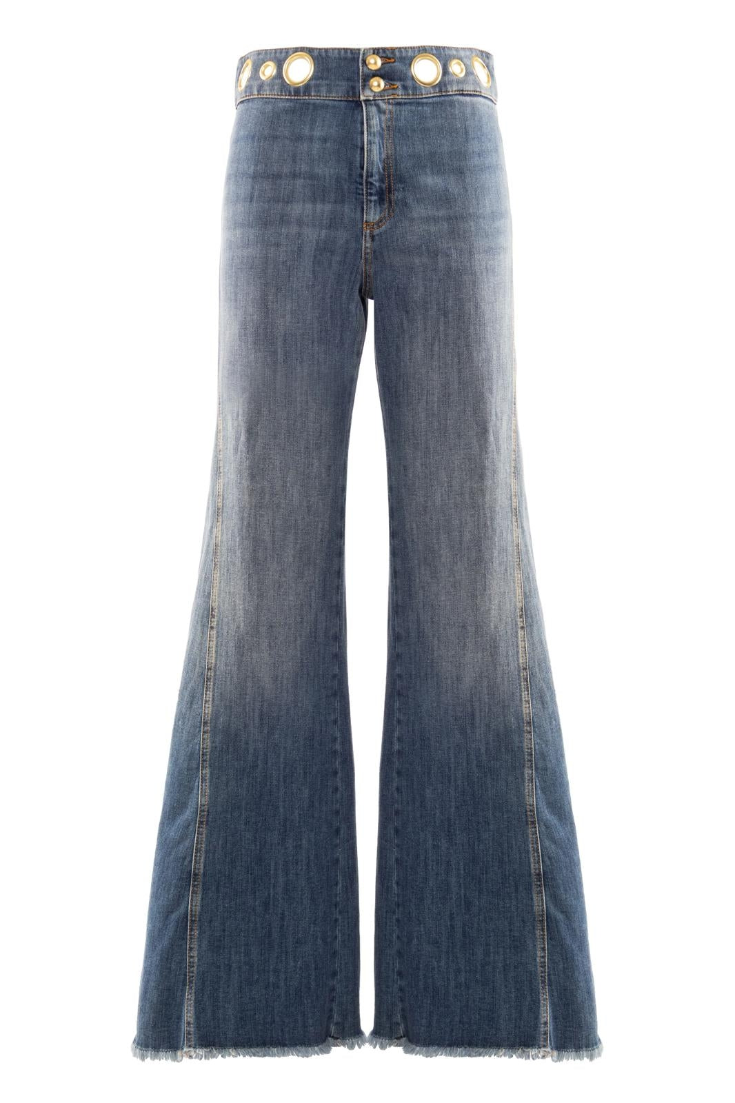 Jeans Nenette a zampa con occhielli donna
