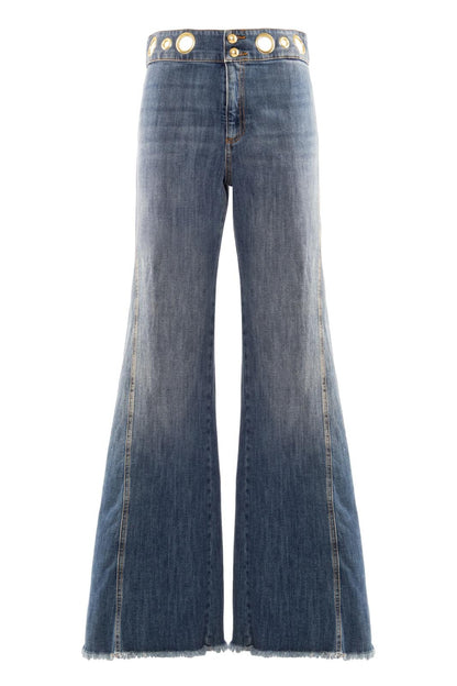 Jeans Nenette a zampa con occhielli donna