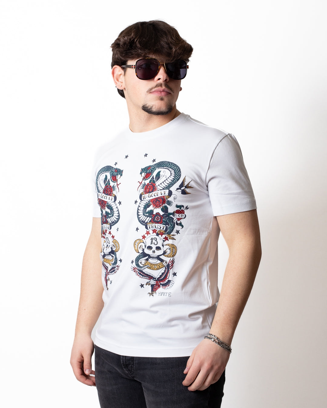T-Shirt John Richmond "In good we trust" white uomo