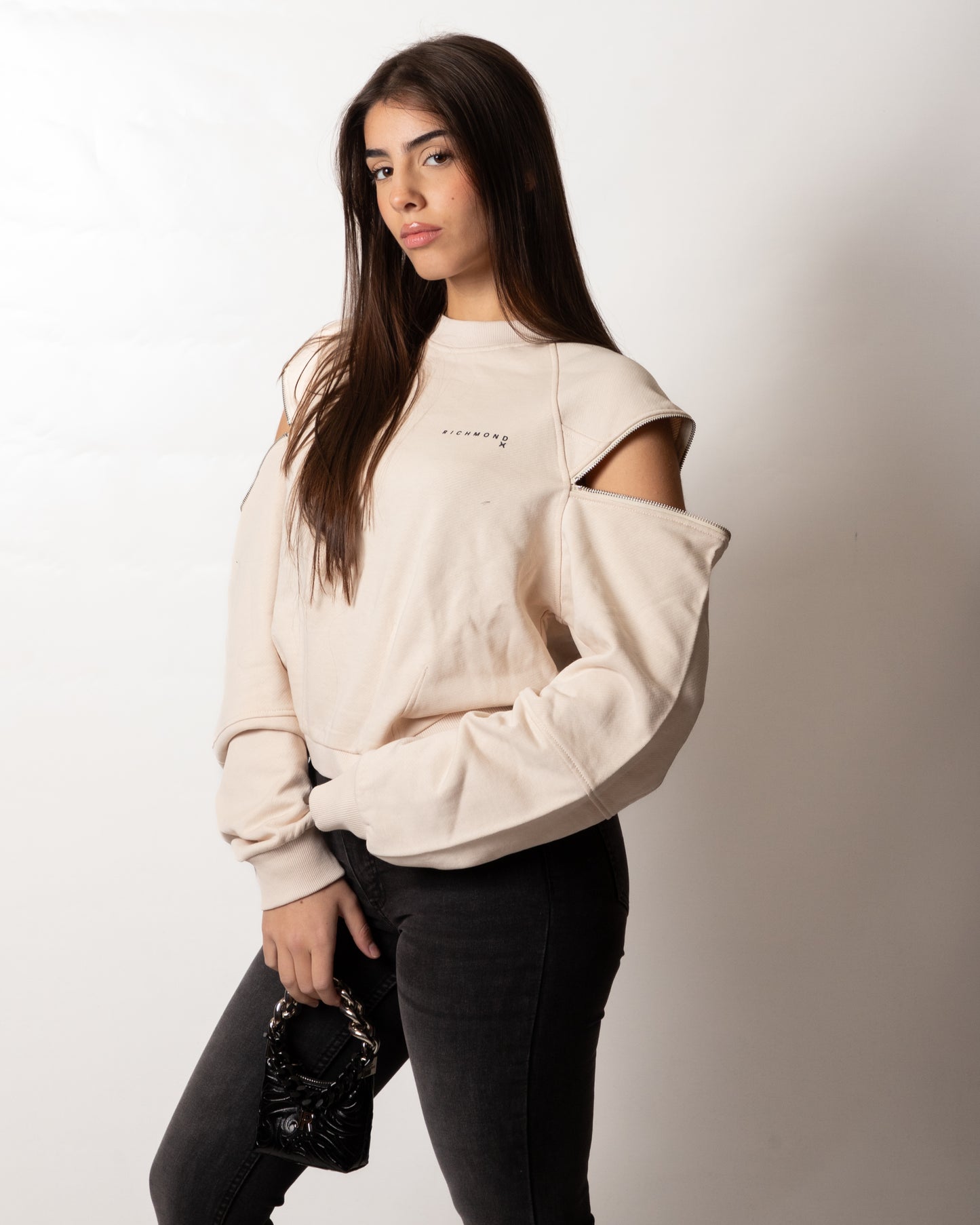 Felpa Richmond X girocollo con zip donna