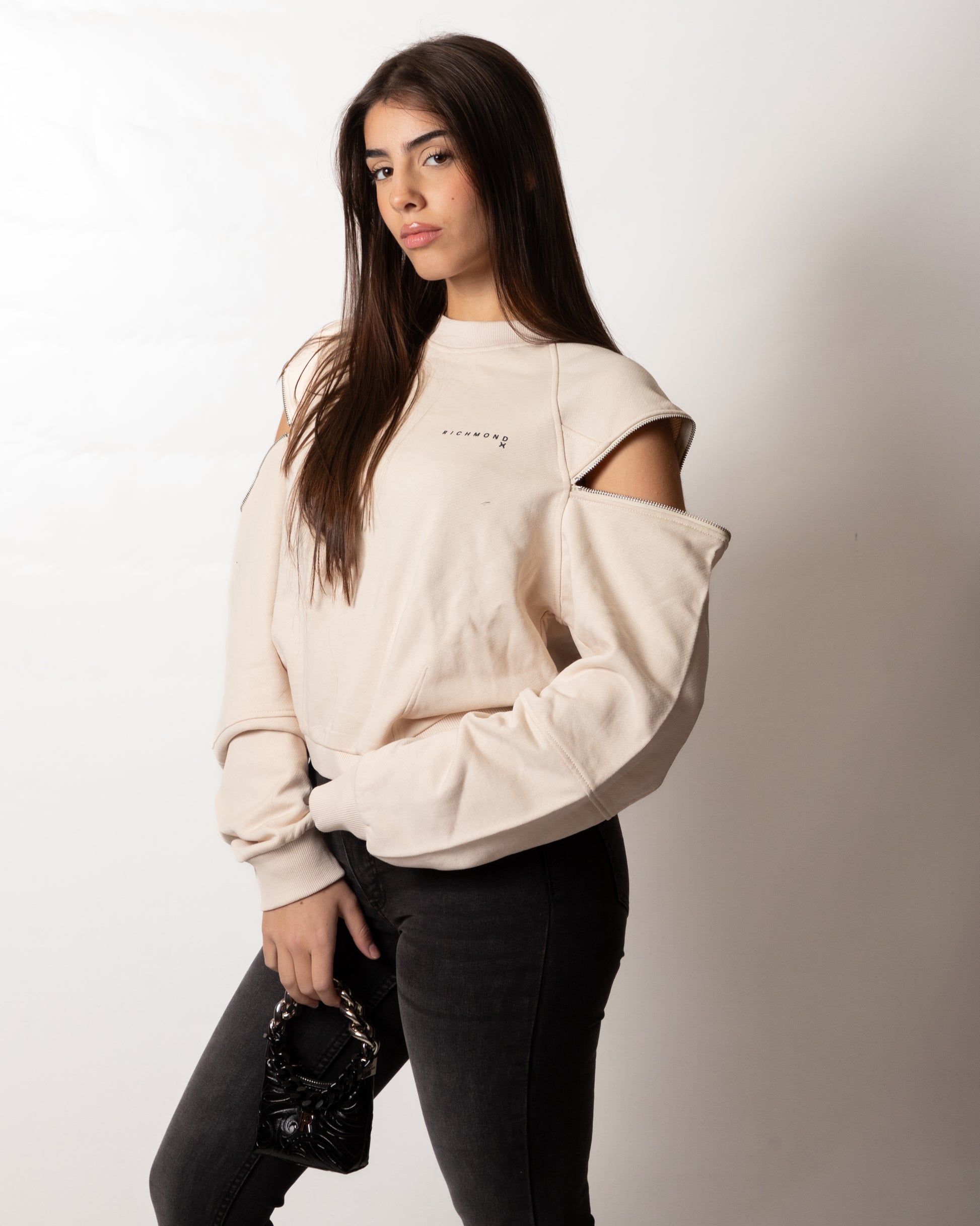 Felpa Richmond X girocollo con zip donna