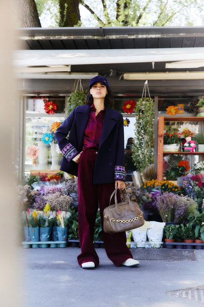 Pantalone Nenette cargo in suede donna