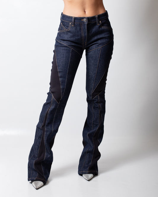 Jeans John Richmond "Bootcut" con dettagli in tech stretch donna