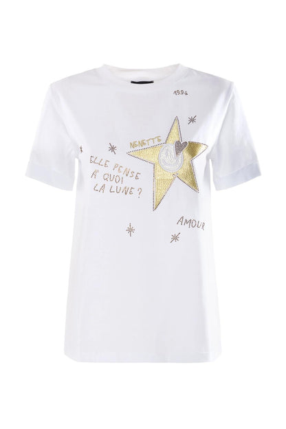 T-Shirt Nenette con ricamo e strass donna