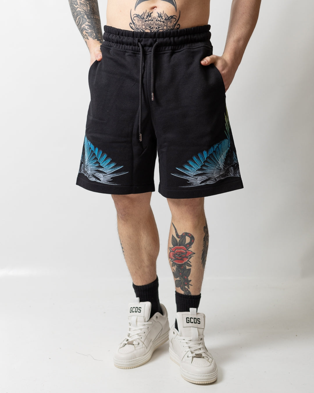 Bermuda Marcelo Burlon in felpa "Icon Wings Colorfull" uomo