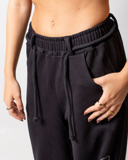 Pantalone Marcelo Burlon in felpa a taglio vivo con strass donna