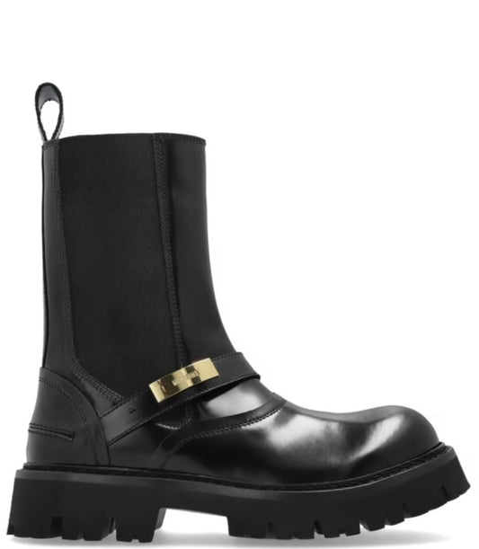 Stivali Moschino slip-on in pelle con placchetta logata uomo