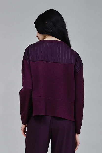 Maglia Nenette in lana con inserti in tessuto gessato