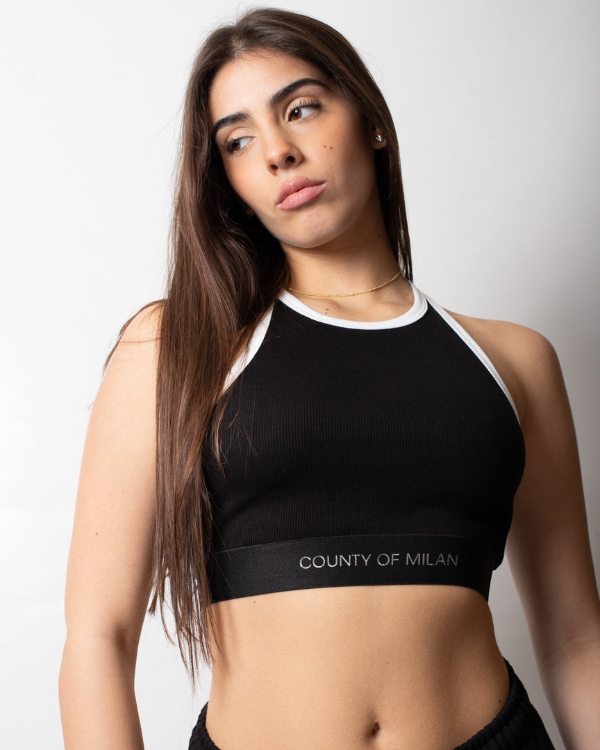 Top Marcelo Burlon cropped con fascia logata donna