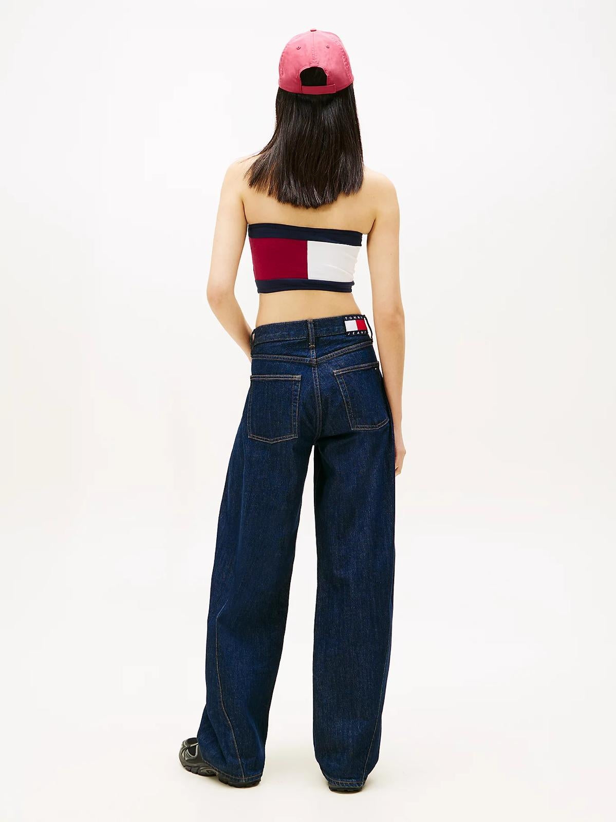 Top Tommy Jeans flag badge tube donna