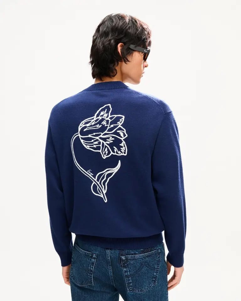 Cardigan Kenzo Paris in lana con maxi ricamo sul retro