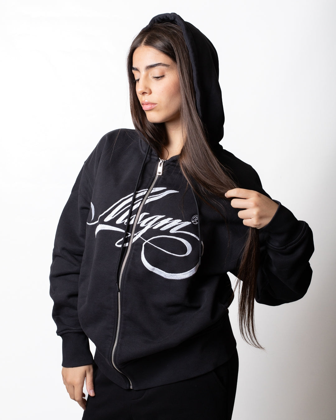 Felpa MSGM fullzip con logo signature ricamato